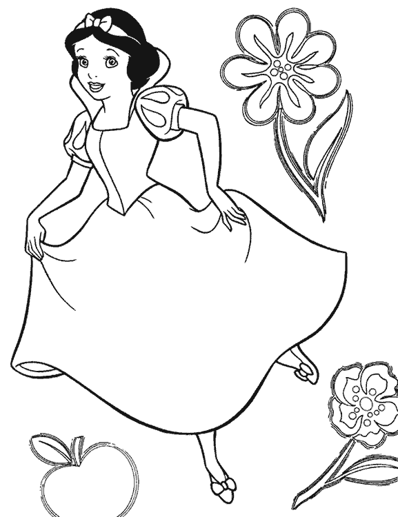 Blancanievesy los 7 enanitos-Dibujos para imprimir y colorear