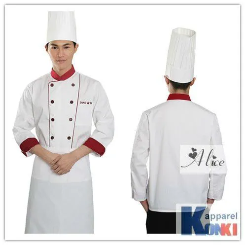 Blanco rojo uniforme del cocinero venta al por mayor / fábrica de ...