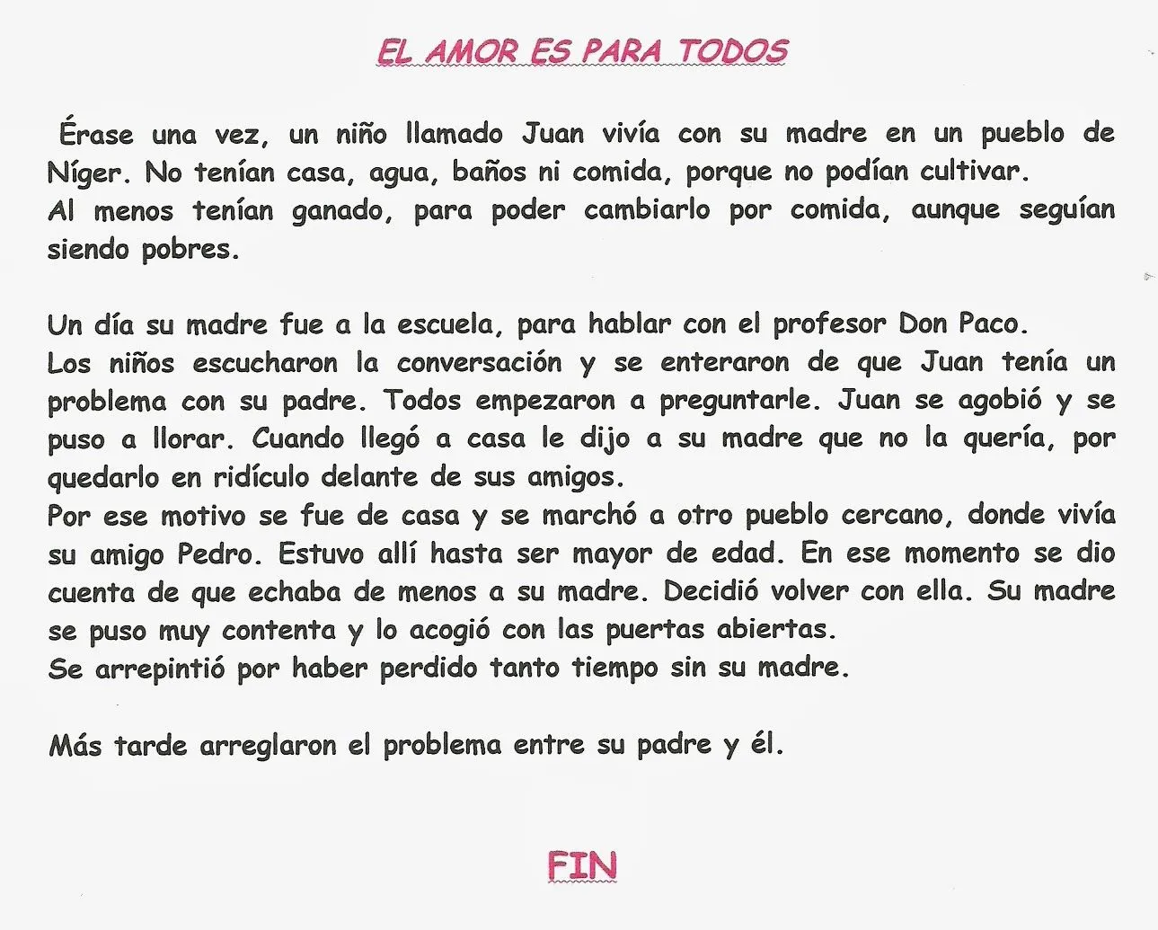 Blog de 6º Primaria: Derechos del Niño: Cuento El Amor es para Todos