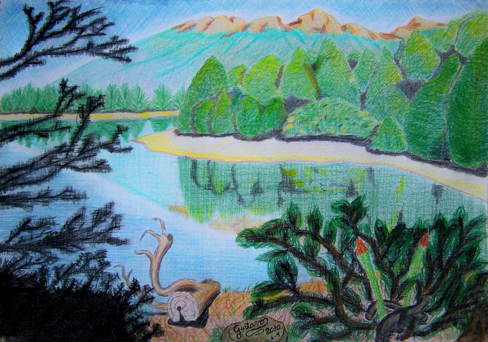 Mi Blog de Arte: Paisaje en Lápiz de Color