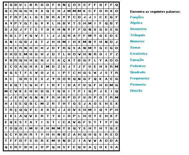 O blog de Joana & Pedro: Sopa de Letras - Matemática