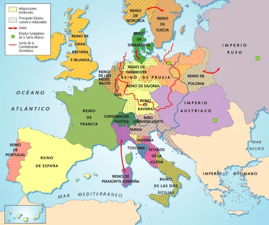 El blog de Paco: Mapa de Europa después del congreso de Viena