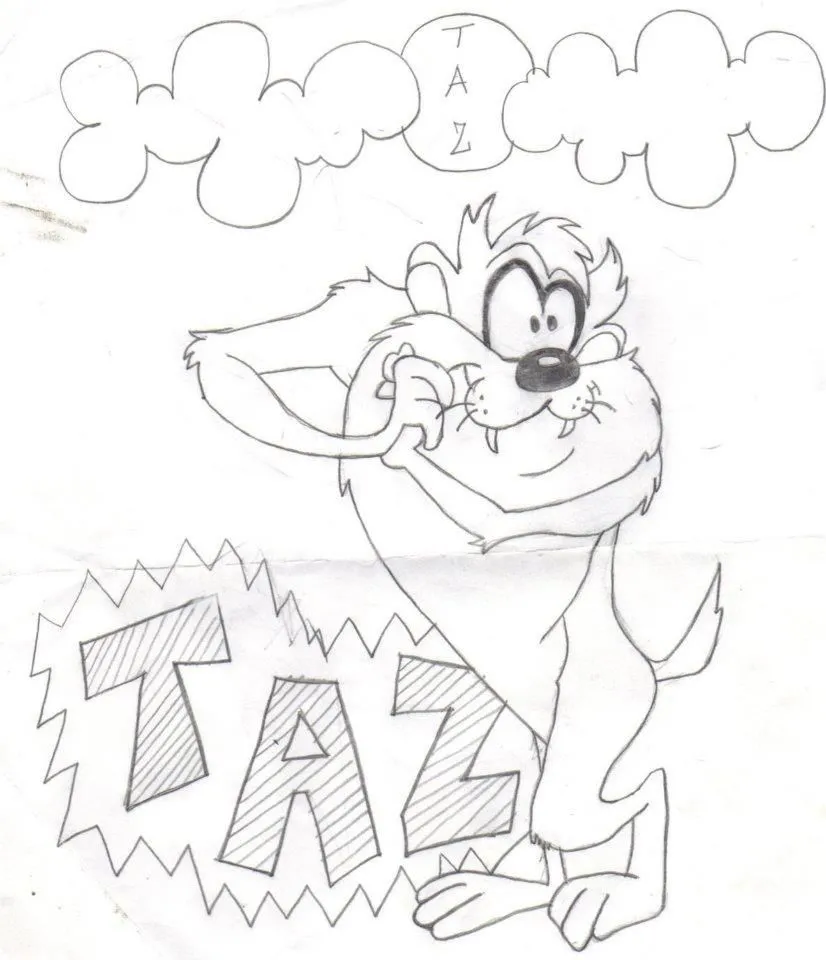 Taz para dibujar en blanco y negro - Imagui