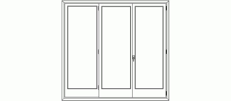 Bloques AutoCAD Gratis de Puerta-ventana de 3 hojas de 2,30×2,16 m