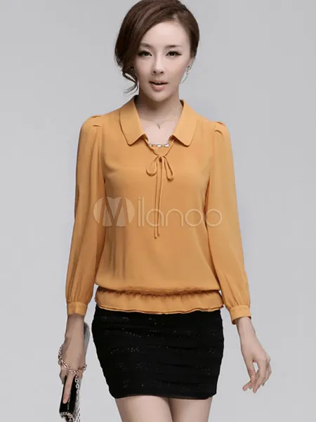 Blusa de chifón de color liso de estilo dulce - Milanoo.com