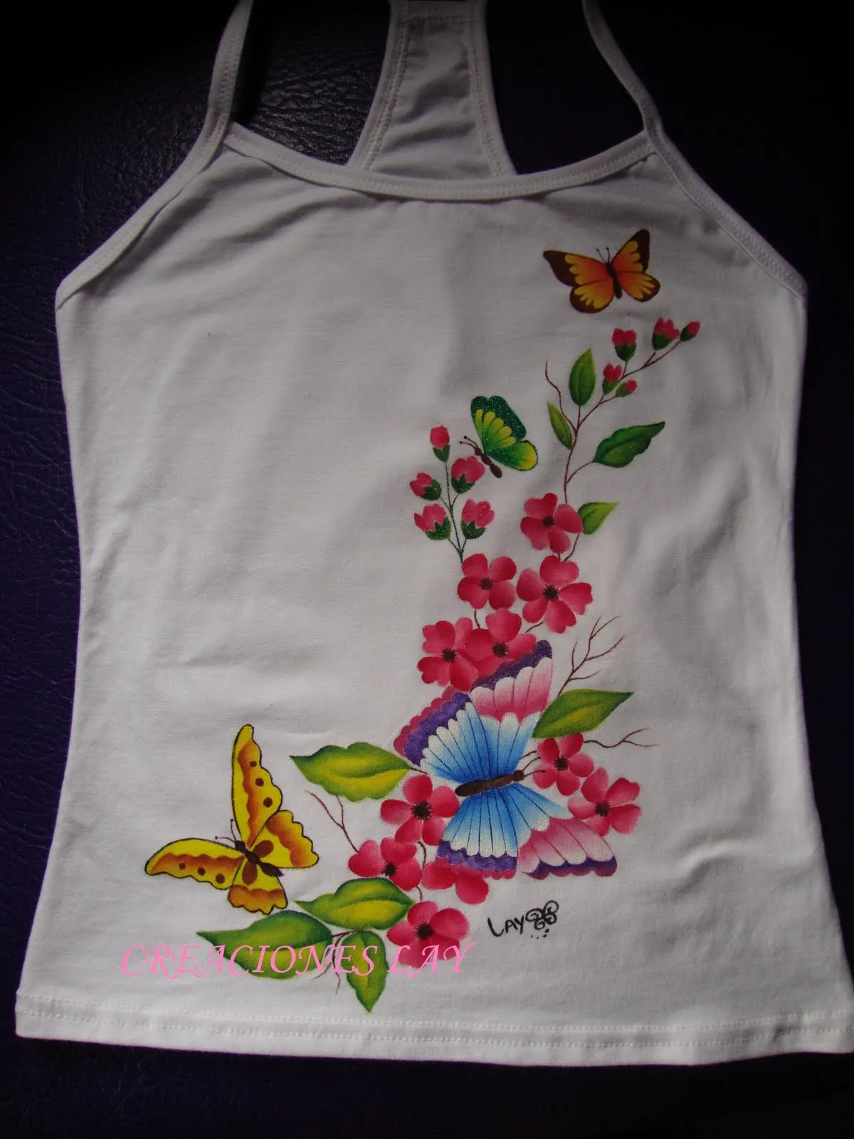  ... blusas camisetas pintadas a mano flores mariposas pintura pintura en