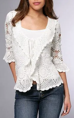 Ideas en Crochet: blusa blanca tres cuartos