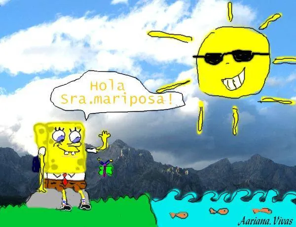 Bob Esponja y la mariposa Aariana Vivas - Artelista.