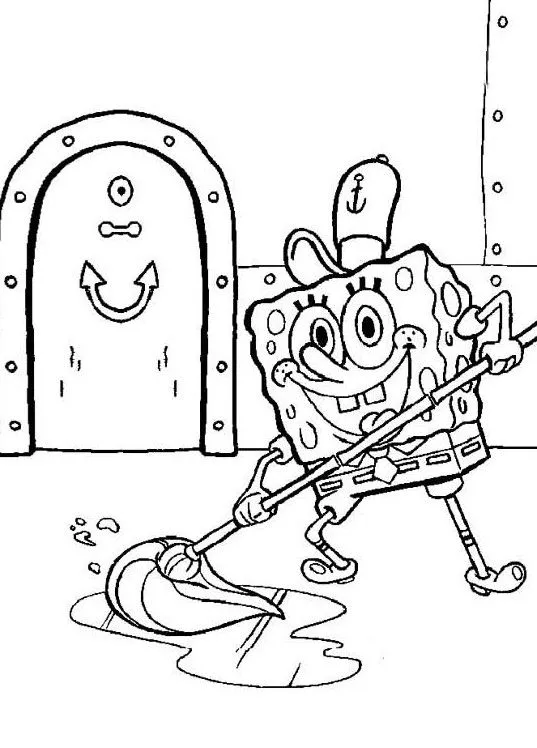 Bob Esponja trapeando | Dibujos de Bob Esponja