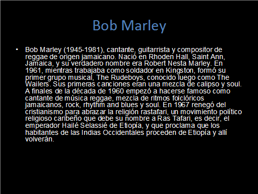 Bob Marley y el Reggae - Monografias.com
