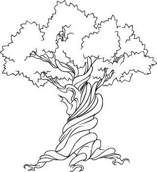 Interesante vector de un árbol dibujado a mano, en estilo boceto, que ...