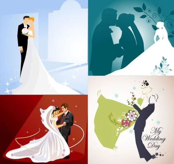 4 bodas, boda, tema vector ilustrador Vector misceláneos ...