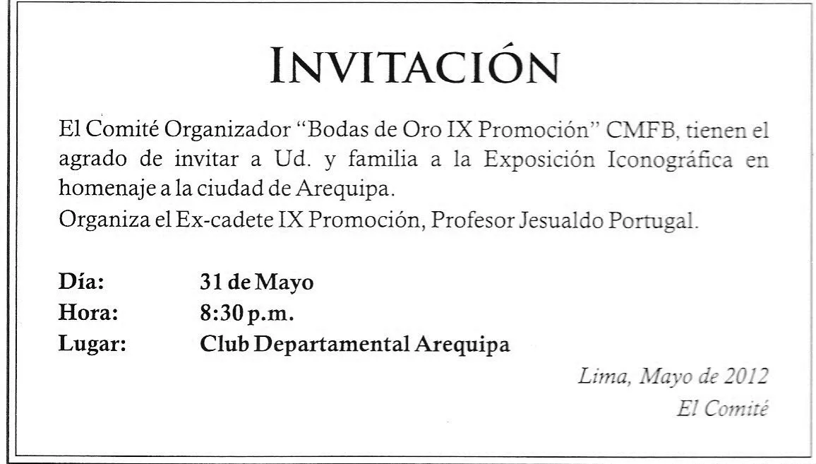 BODAS DE ORO NOVENA PROMOCIÓN - LIMA | IX PROMOCION - AÑO 1962 ...