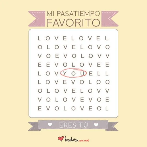 bodas.com.mx on Instagram: “Me gustaría pasar todo el fin de semana  buscando palabras. ¡Con una sopa de letras así, sí dan ganas! ?… | Frases,  Novios, Cosas de amor