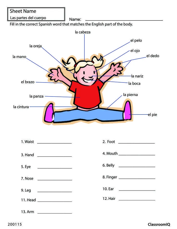 Body parts in Spanish | spanish lesson plans | Pinterest