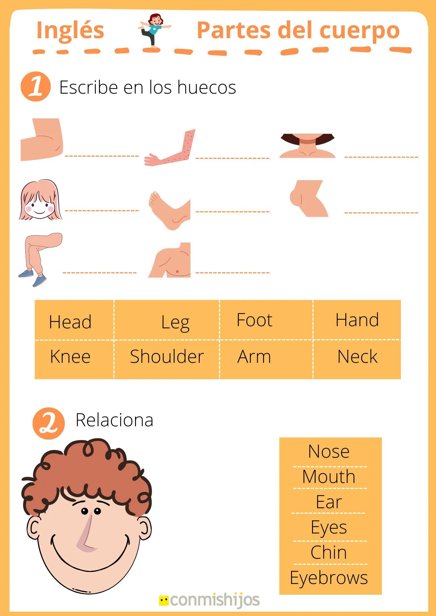 Body Parts: partes del cuerpo y la cara en inglés para niños