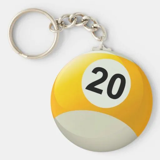 Bola de billar del número 20 llavero personalizado de Zazzle.