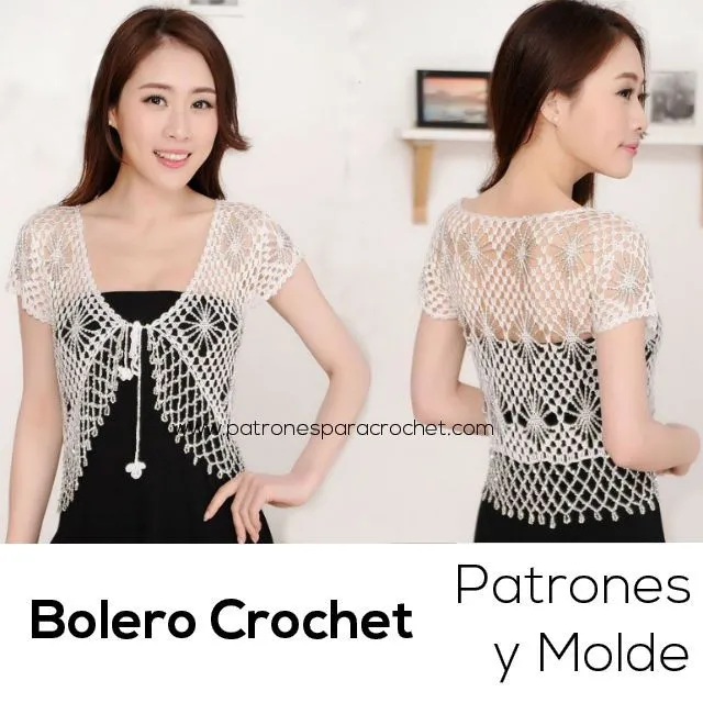 Bolero crochet con delicado diseño ~ Patrones para Crochet