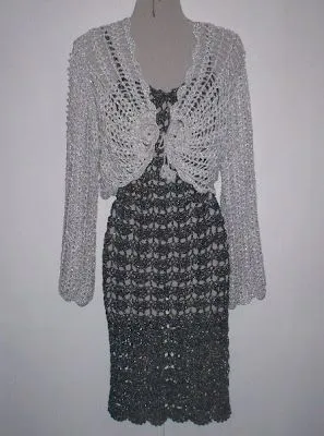 BOLERO TEJIDO A CROCHET EN VISCOSA Y VESTIDO TEJIDO A CROCHET EN ...