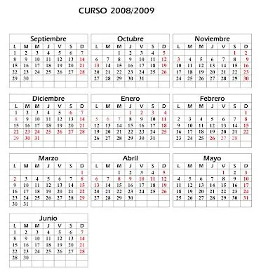 El boletín del CEIP San Francisco: Calendario escolar 2008-