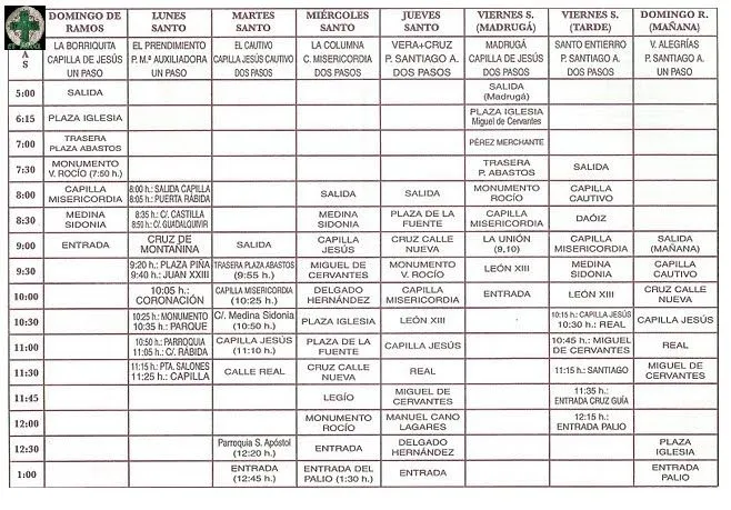 El Boletin Cofrade: HORARIO DE LA SEMANA SANTA DE BOLLULLOS PAR ...