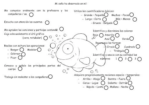 BOLETIN DE EVALUACION PARA NIÑOS DE 3 AÑOS