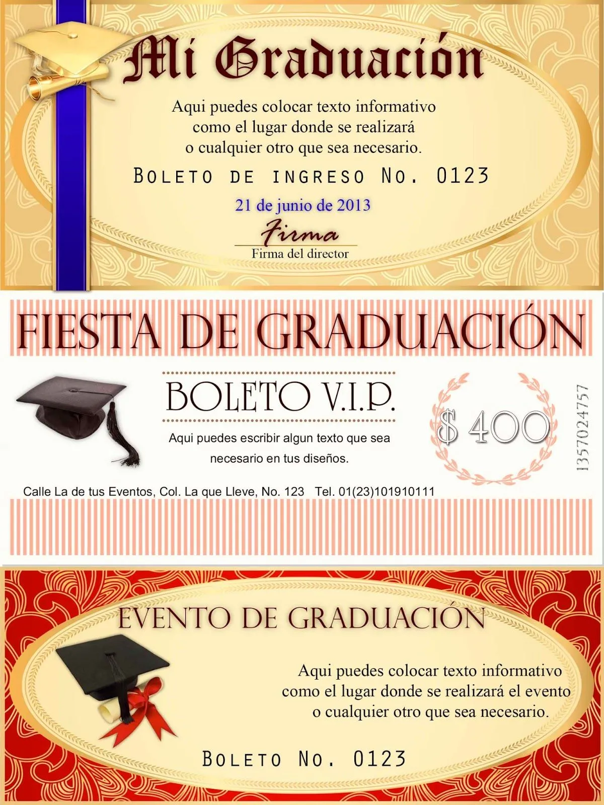 Boletos para evento de graduación - Recursos para impresores y ...