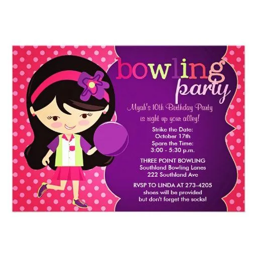 Bowling Invitaciones para cualquier evento, Bowling anuncios para ...