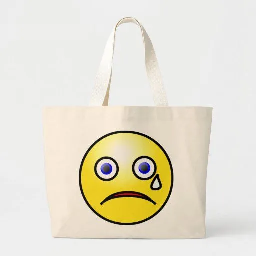 La bolsa de asas amarilla triste de la cara de Zazzle.