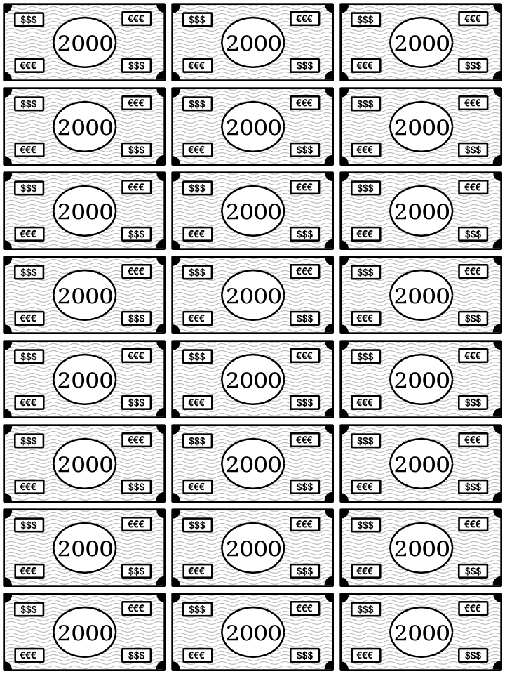 La bolsa de papel: Billetes Para Imprimir y Jugar