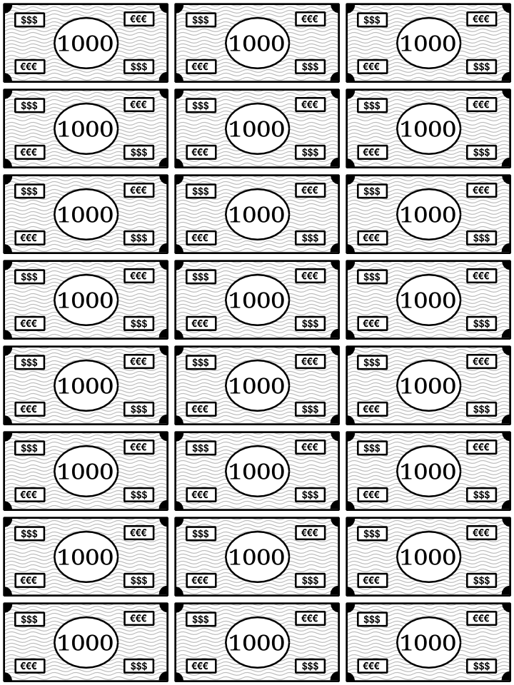 La bolsa de papel: Billetes Para Imprimir y Jugar