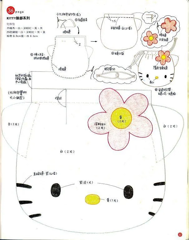 bolso fieltro de hello kitty | Aprender manualidades es facilisimo.