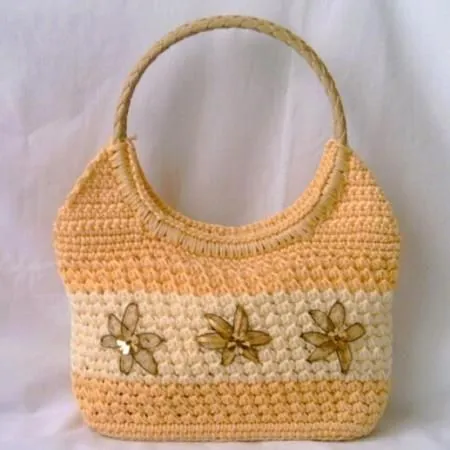 bolso tejido a crochet bolso tejido con flores hilo artesanal ...