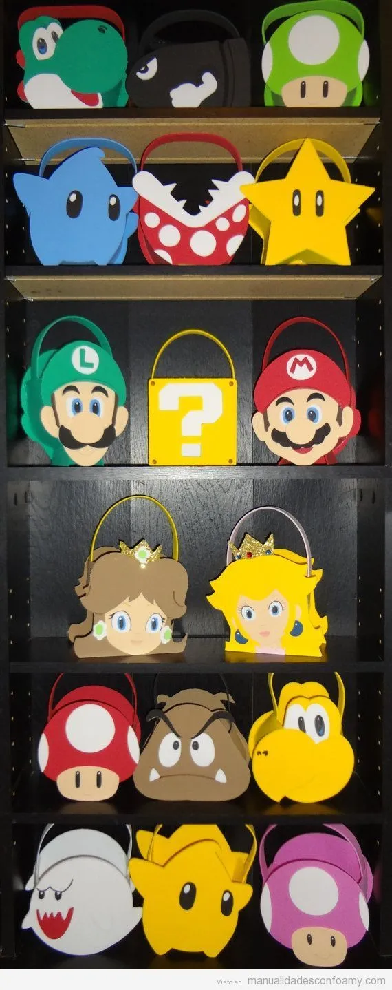 Bolsos de goma eva con la forma de los personajes de Mario Bros •  Manualidades con Foamy