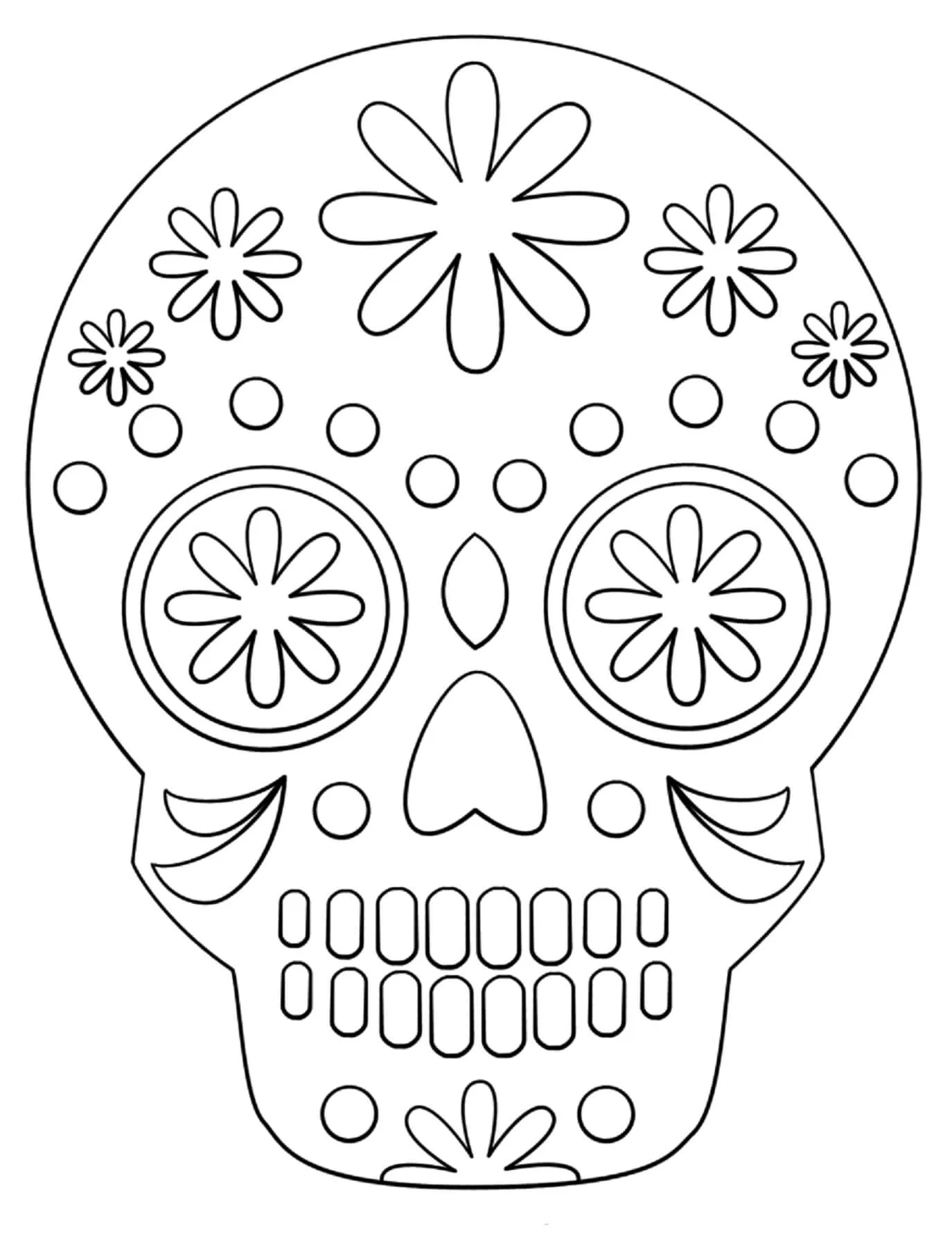 Bonita Calavera De Azúcar para colorear, imprimir e dibujar – Dibujos -Colorear.Com