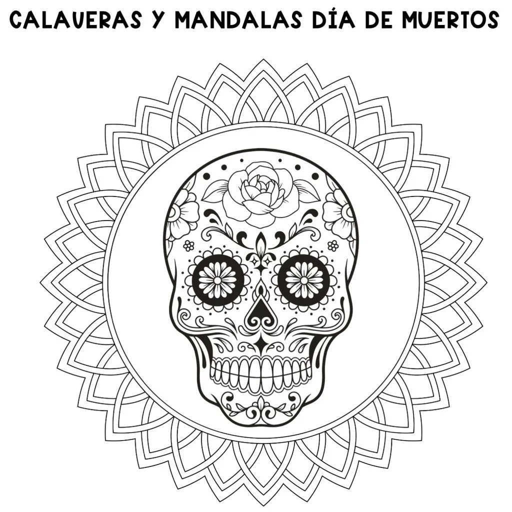 Bonitas mandalas calaveras para colorear en Dia de muertos 2023