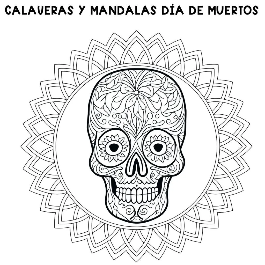 Bonitas mandalas calaveras para colorear en Dia de muertos 2023