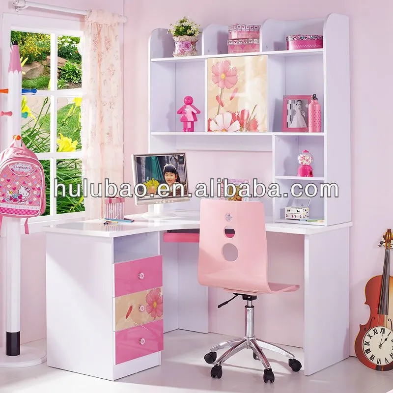 bonito color rosa mdf niños muebles de escritorio de la ...