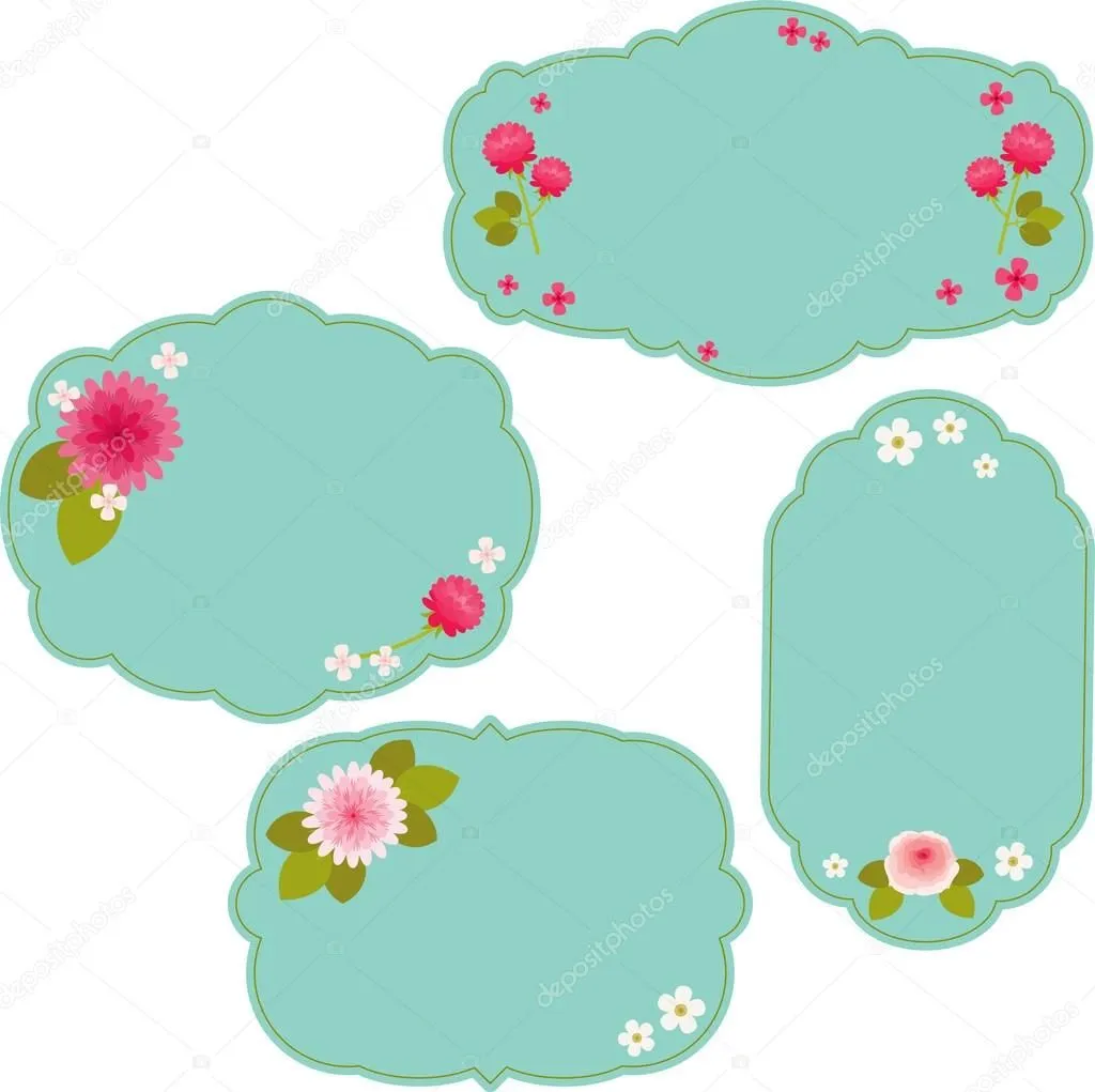 bordes florales azules hermosos — Vector stock © Natalie-