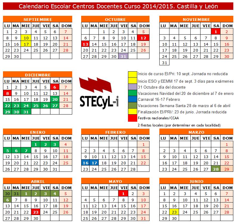 Borrador Calendario Escolar 2014/2015 - SteCyL-i