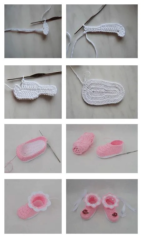 hacer botas de bebe a crochet