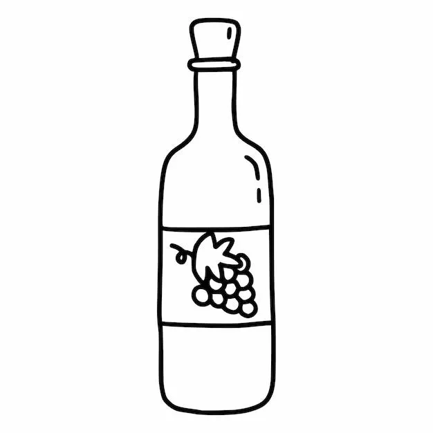 Botella de vino hecha de uvas vector doodle ilustración sketch | Vector  Premium