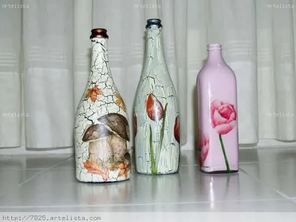 botellas decoradas Luisa Espacio Loro - Artelista.