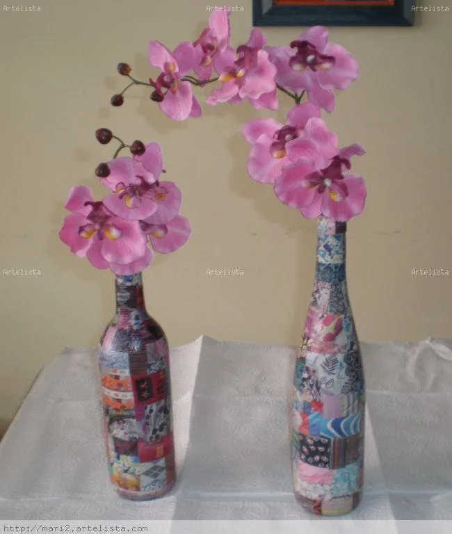 Botellas decoradas Mari Carmen Rey Delgado - Artelista.