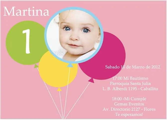 Boutique del Alma: Invitaciones del Primer Añito de Martina