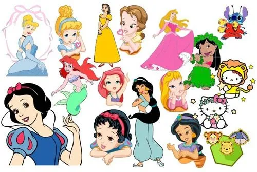 Branca de neve, Princesas, Princesas bebês, Hello Kity, Lilo e Stitch ...