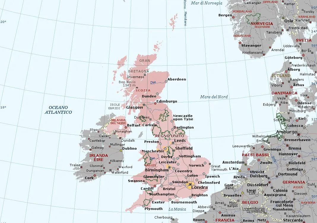 gran bretagna o regno unito: carta geografica mappa della gran ...