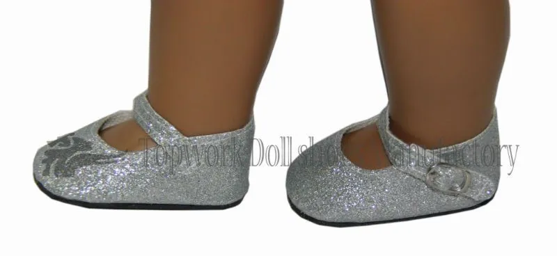 El brillo de plata 18 pulgadas muñeca american girl zapatos de ...