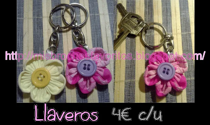 mis broches favoritos: Flor mania- LLAVEROS - FLORES DE TELA-