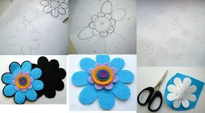 Broches de flores en fieltro